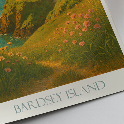 Bardsey Island Lighthouse Travel Poster | Serene Welsh Coast Art Print | Coastal Wall Decor | Lighthouse Lover Gift