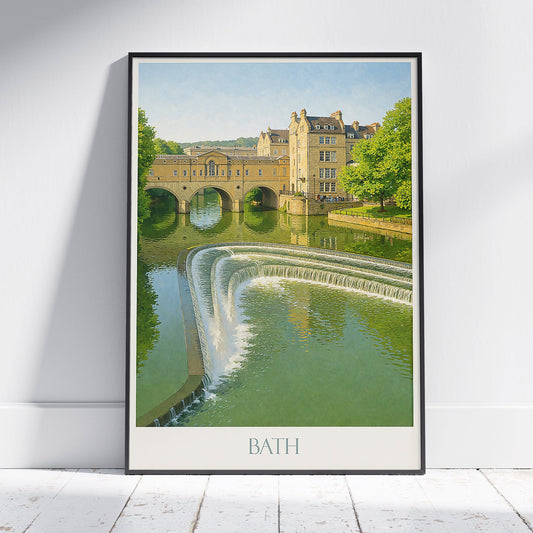Bath Travel Poster, Bath Abbey Art Print | Charming Georgian City Wall Decor | England Travel Gift
