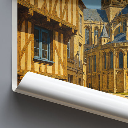 Bayeux Cathedral Travel Poster | Historic French Art Print | Normandy France Wall Decor | European City Gift