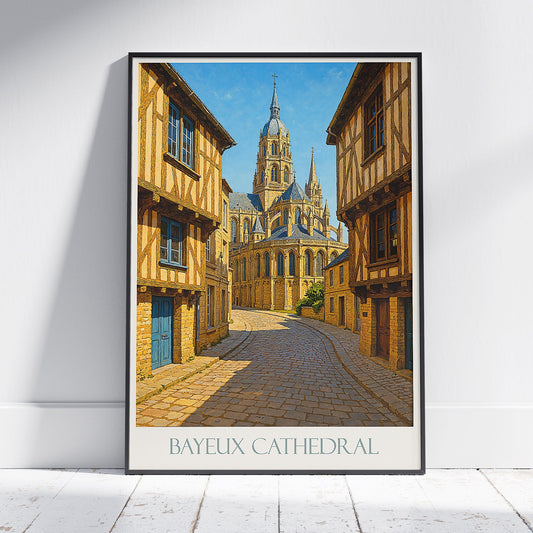 Bayeux Cathedral Travel Poster | Historic French Art Print | Normandy France Wall Decor | European City Gift