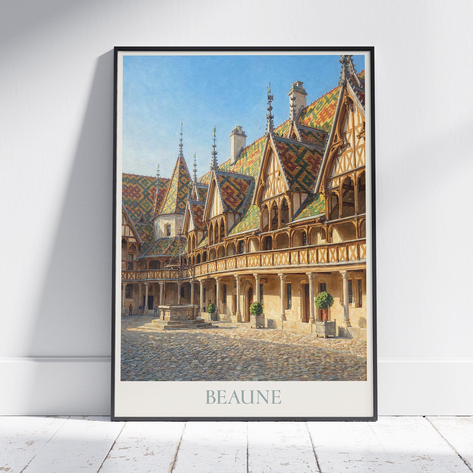 Beaune Burgundy Travel Poster: Hospices de Beaune Courtyard Art Print