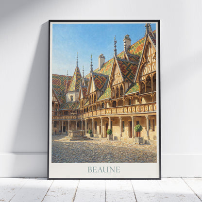 Beaune Burgundy Travel Poster: Hospices de Beaune Courtyard Art Print