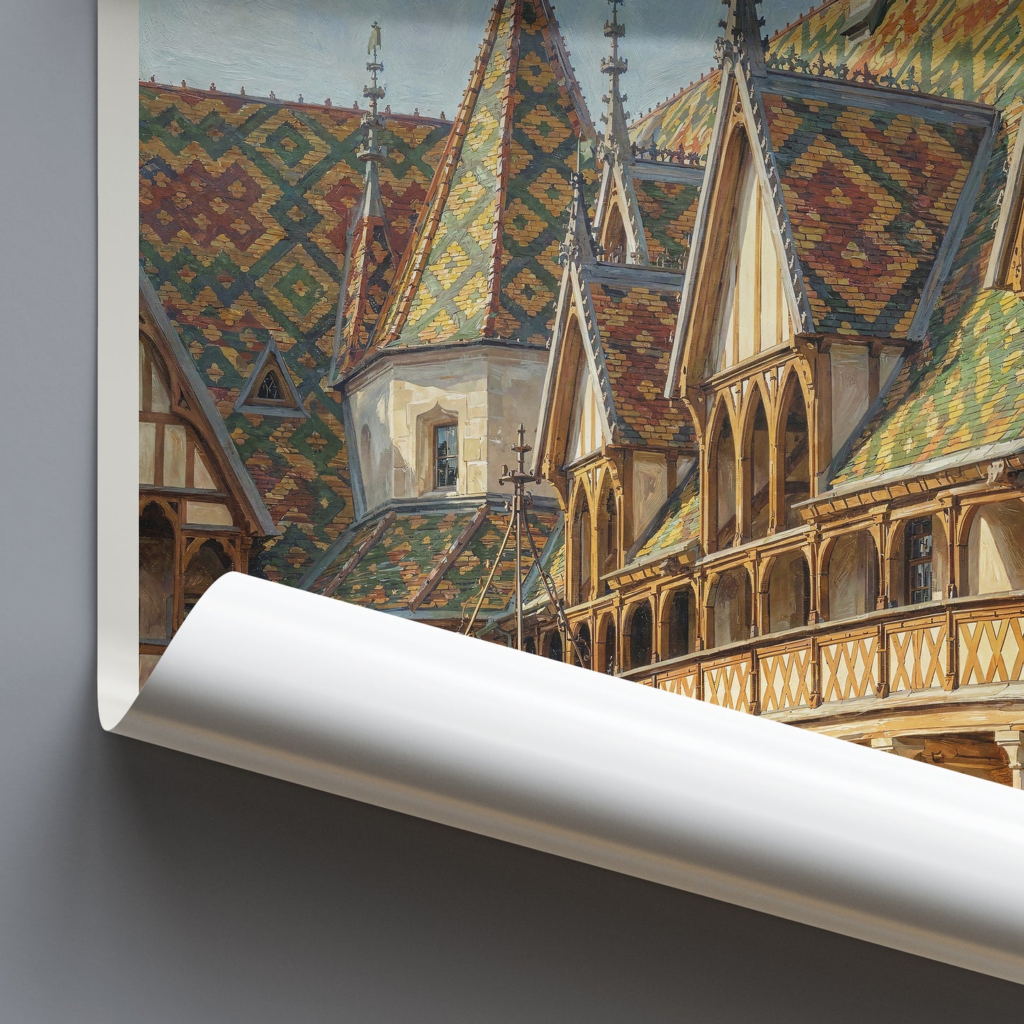 Beaune Burgundy Travel Poster: Hospices de Beaune Courtyard Art Print