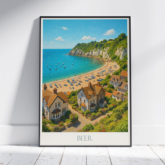 Beer, Devon Travel Poster | English Seaside Village Art Print | Picturesque Coastal Home Decor