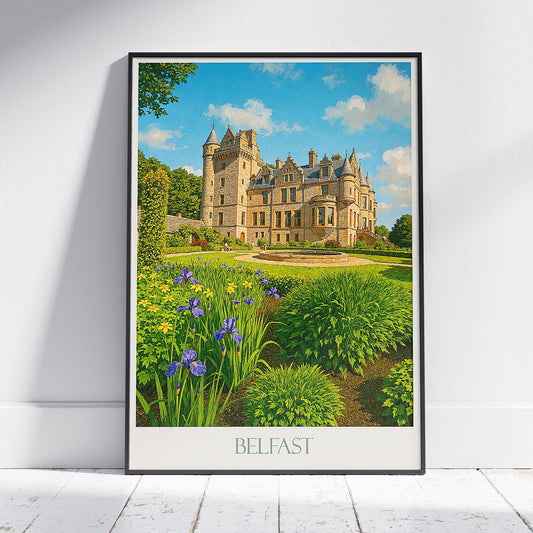 Belfast Castle Gardens Travel Poster | Northern Ireland Art Print | UK Wall Decor Gift