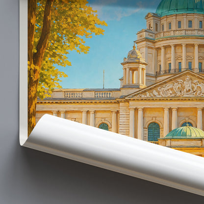 Belfast City Hall Travel Poster, Northern Ireland Autumn Art Print ~ Iconic UK Landmark Painting | Unique Wall Decor | Travel Gift