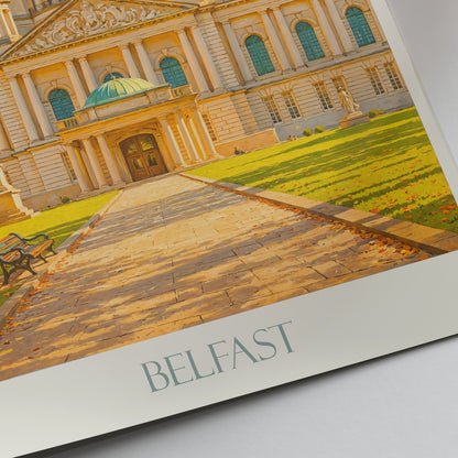 Belfast City Hall Travel Poster, Northern Ireland Autumn Art Print ~ Iconic UK Landmark Painting | Unique Wall Decor | Travel Gift