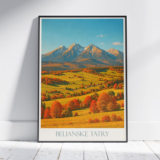 Belianske Tatras Travel Poster | Autumn Mountain Landscape Art Print | Slovakia Home Decor | Unique Fall Wall Art