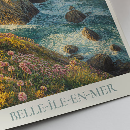 Belle-Île-en-Mer Brittany Travel Poster: Aiguilles de Port-Coton Sea Stacks Art Print