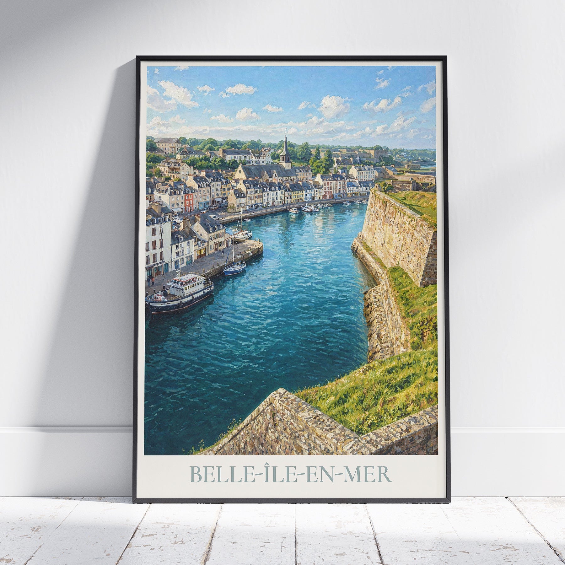 Belle-Île-en-Mer Brittany Travel Poster: Le Palais Harbour and Citadelle Vauban Art Print