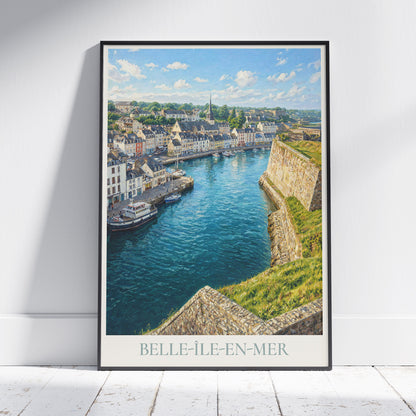 Belle-Île-en-Mer Brittany Travel Poster: Le Palais Harbour and Citadelle Vauban Art Print