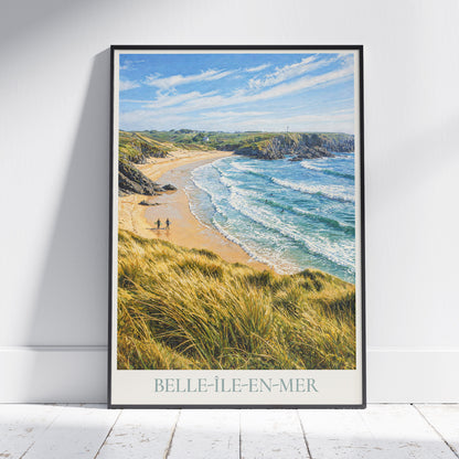 Belle-Île-en-Mer Brittany Travel Poster: Plage de Donnant Surf Coast Painted Art Print