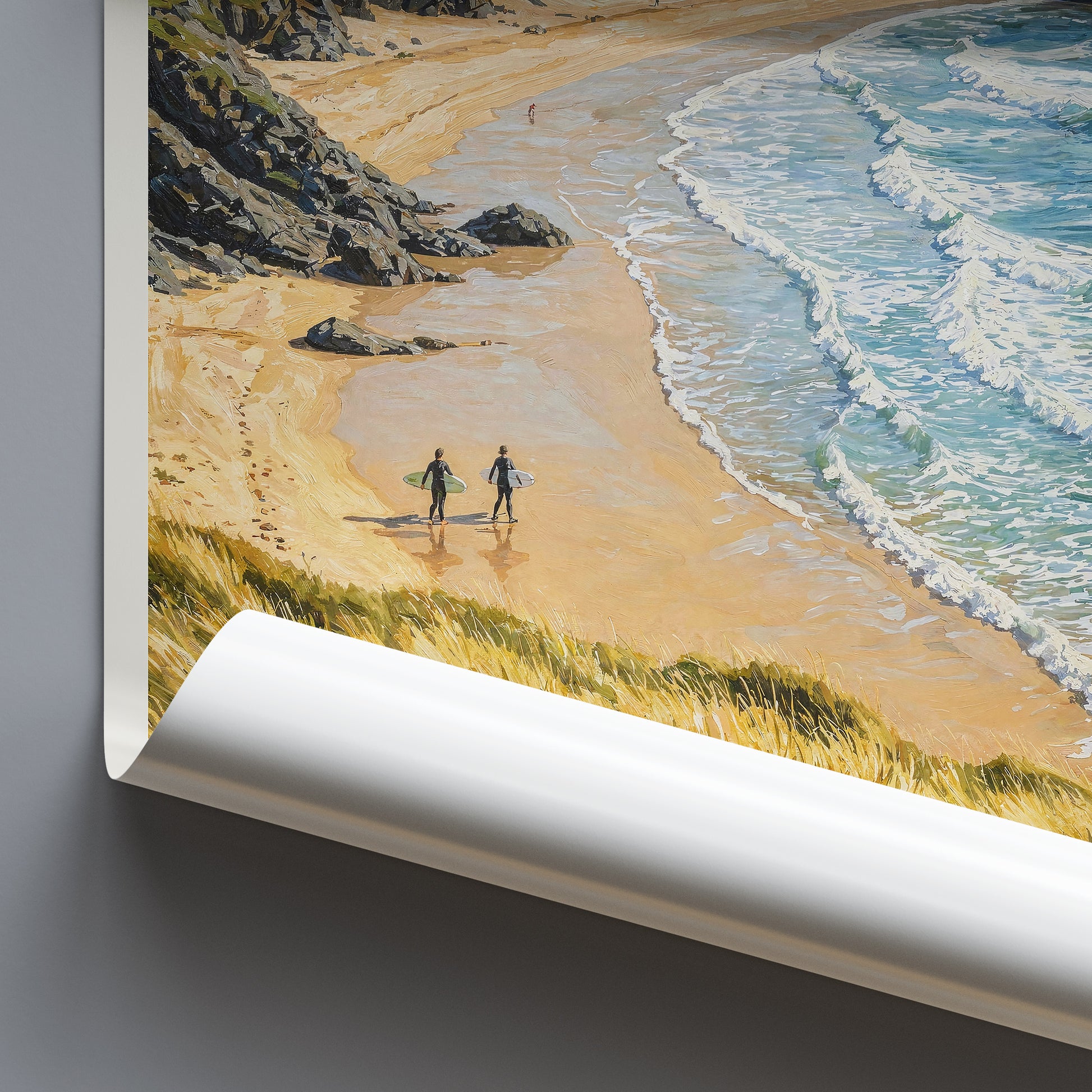 Belle-Île-en-Mer Brittany Travel Poster: Plage de Donnant Surf Coast Painted Art Print