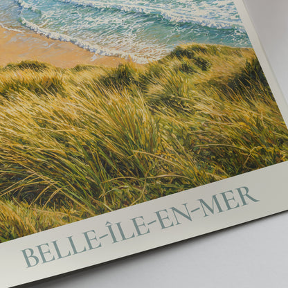 Belle-Île-en-Mer Brittany Travel Poster: Plage de Donnant Surf Coast Painted Art Print