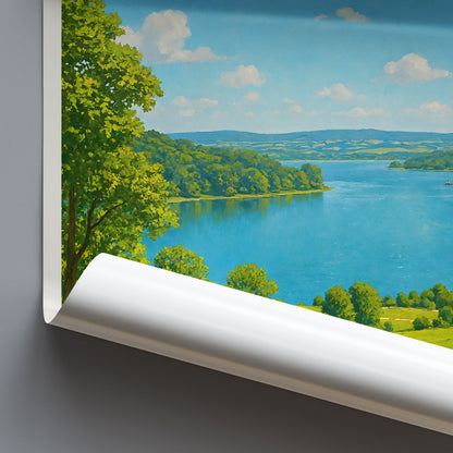 Blagdon Lake Travel Poster, England Nature Art Print | UK Countryside Wall Decor | Vintage Landscape Artwork