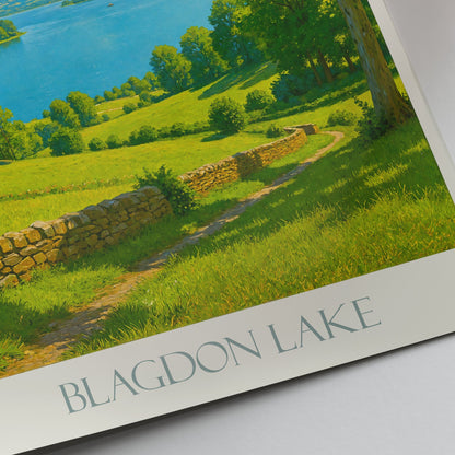 Blagdon Lake Travel Poster, England Nature Art Print | UK Countryside Wall Decor | Vintage Landscape Artwork