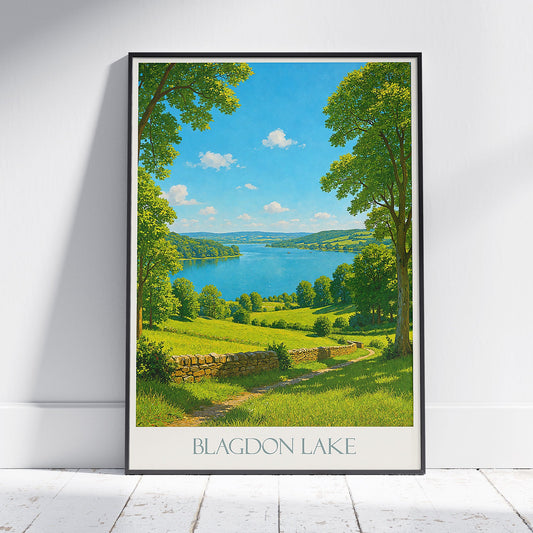 Blagdon Lake Travel Poster, England Nature Art Print | UK Countryside Wall Decor | Vintage Landscape Artwork