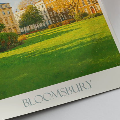Bloomsbury London Travel Poster, Autumn Park Scene Art Print | Georgian Architecture Home Decor | UK City Wall Art