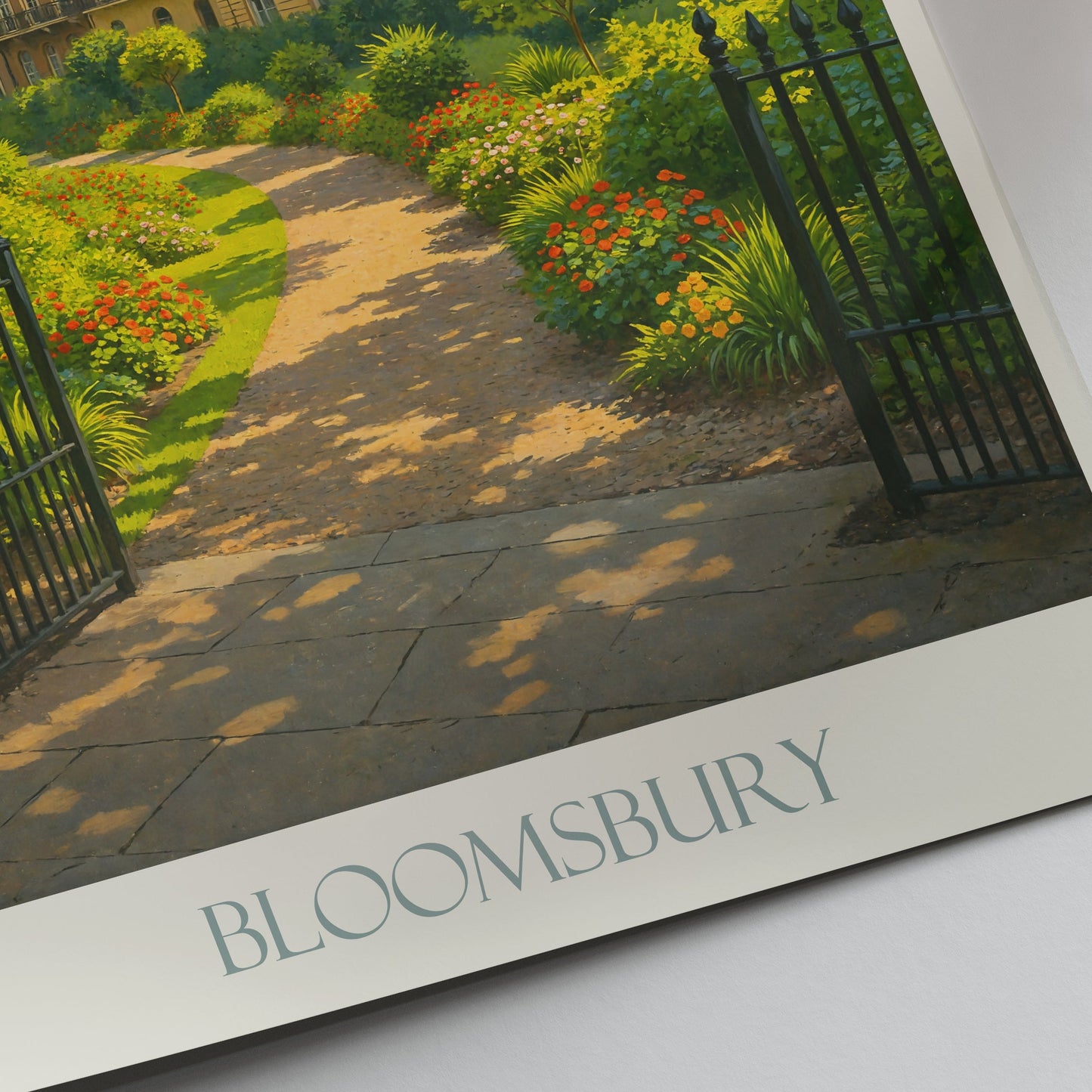 Bloomsbury London Travel Poster | Sunlit Georgian Garden Square Painted Art Print | UK City Wall Decor