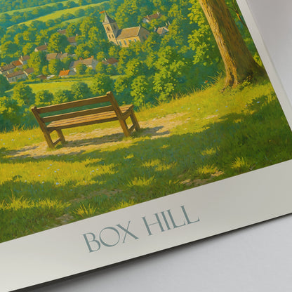 Box Hill Travel Poster | Surrey England View Print | Scenic Countryside Art | Hiking Gift