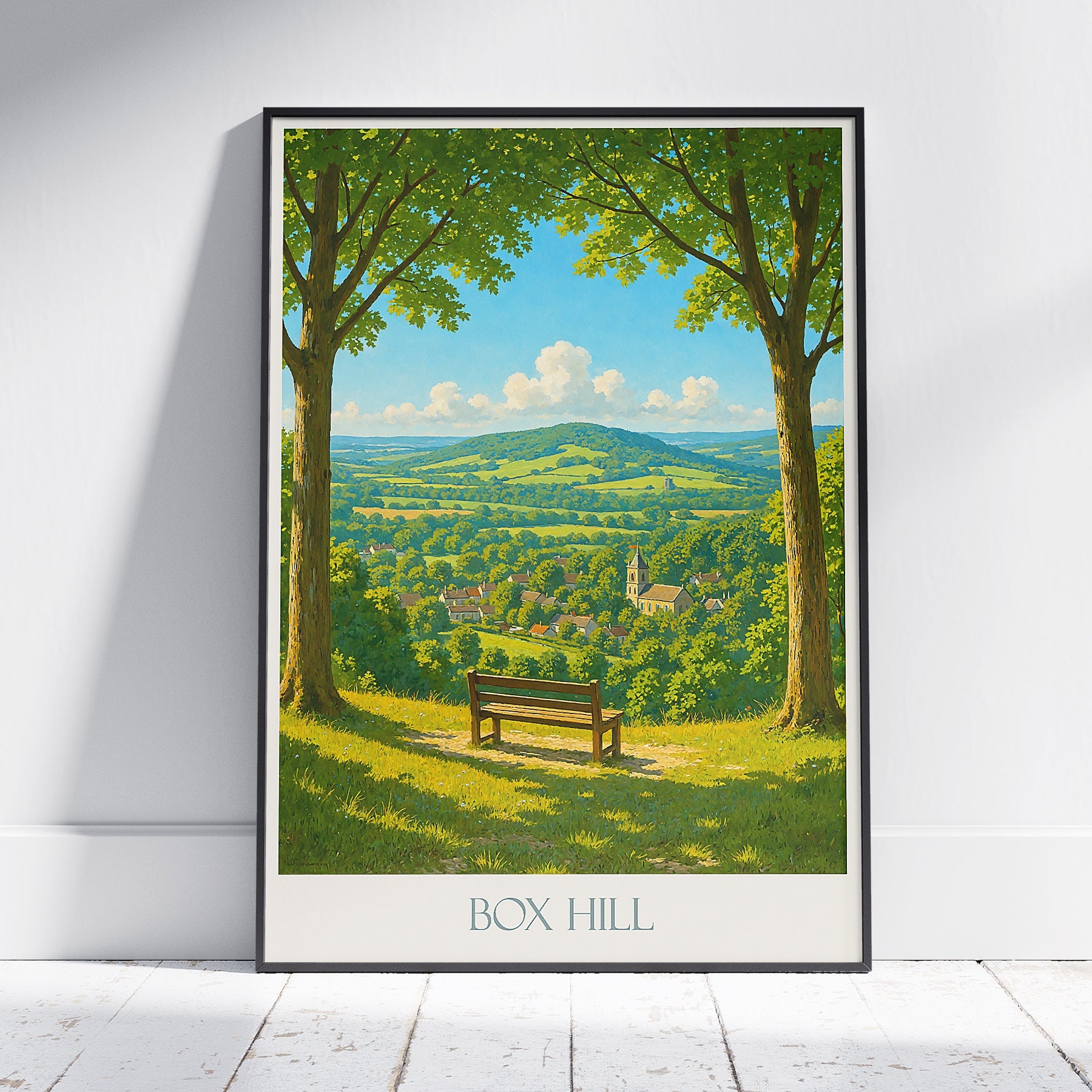 Box Hill Travel Poster | Surrey England View Print | Scenic Countryside Art | Hiking Gift
