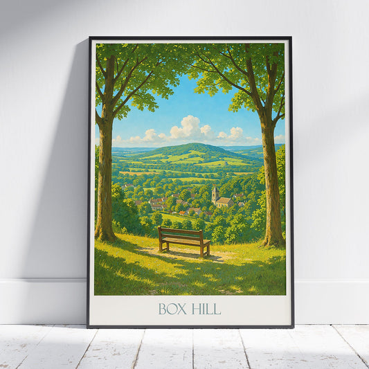 Box Hill Travel Poster | Surrey England View Print | Scenic Countryside Art | Hiking Gift