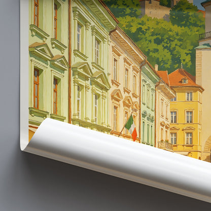 Bratislava Travel Poster, Baroque Street & Michael's Gate | Slovakia Castle Art Print | European Cityscape Decor