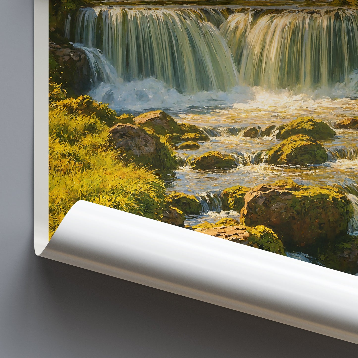 Brecon Beacons Waterfall Travel Poster | Wales UK National Park Wall Art Print | Impressionist Landscape | Nature Lover Gift