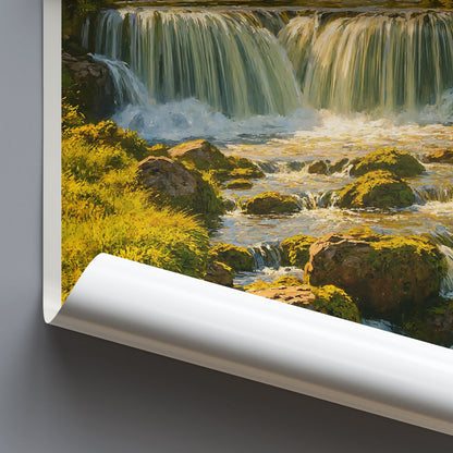 Brecon Beacons Waterfall Travel Poster | Wales UK National Park Wall Art Print | Impressionist Landscape | Nature Lover Gift