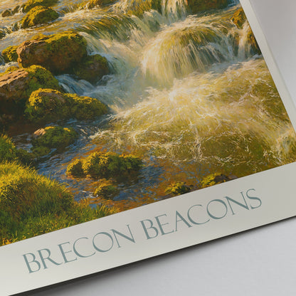 Brecon Beacons Waterfall Travel Poster | Wales UK National Park Wall Art Print | Impressionist Landscape | Nature Lover Gift