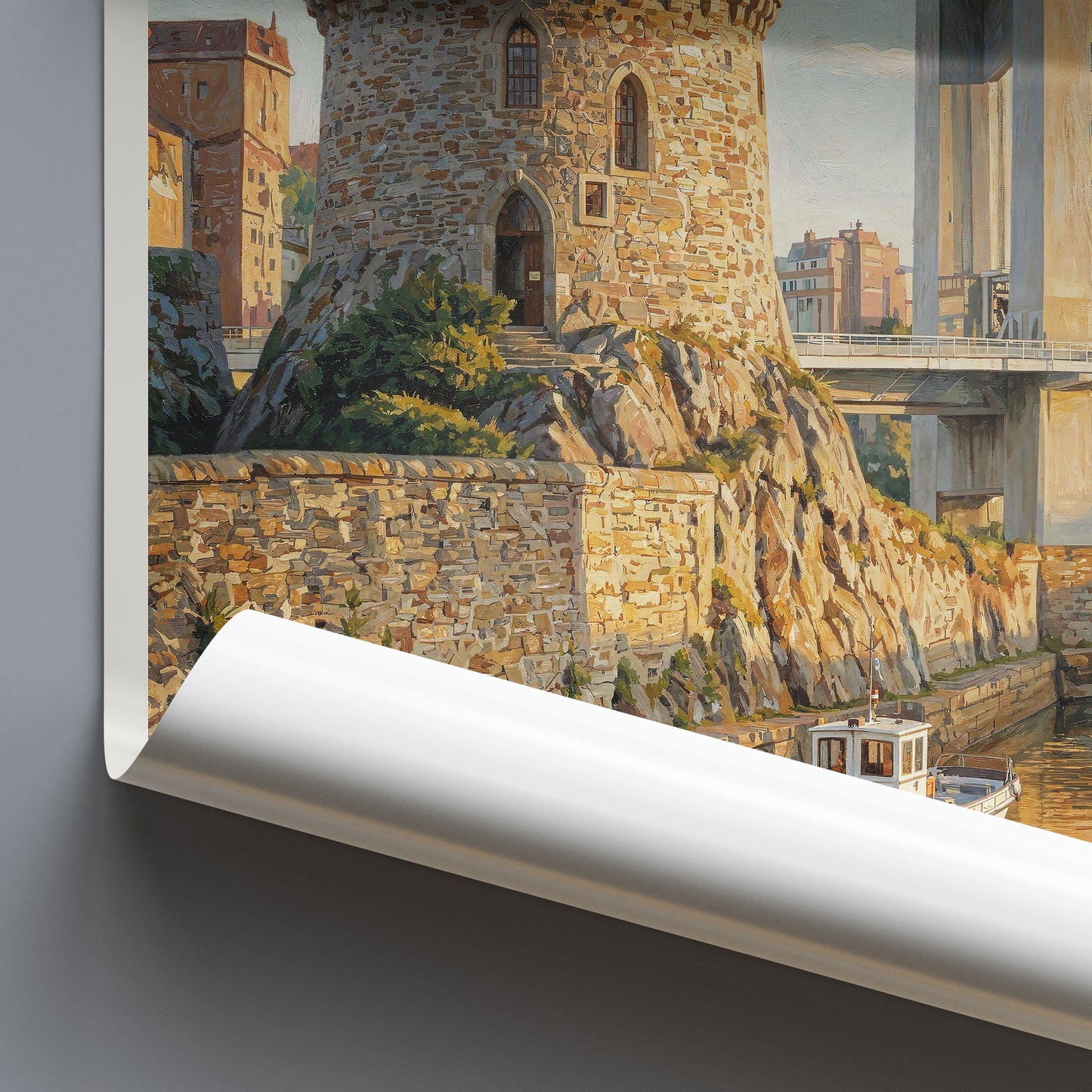 Brest Brittany Travel Poster: Tour Tanguy and Pont de Recouvrance Art Print