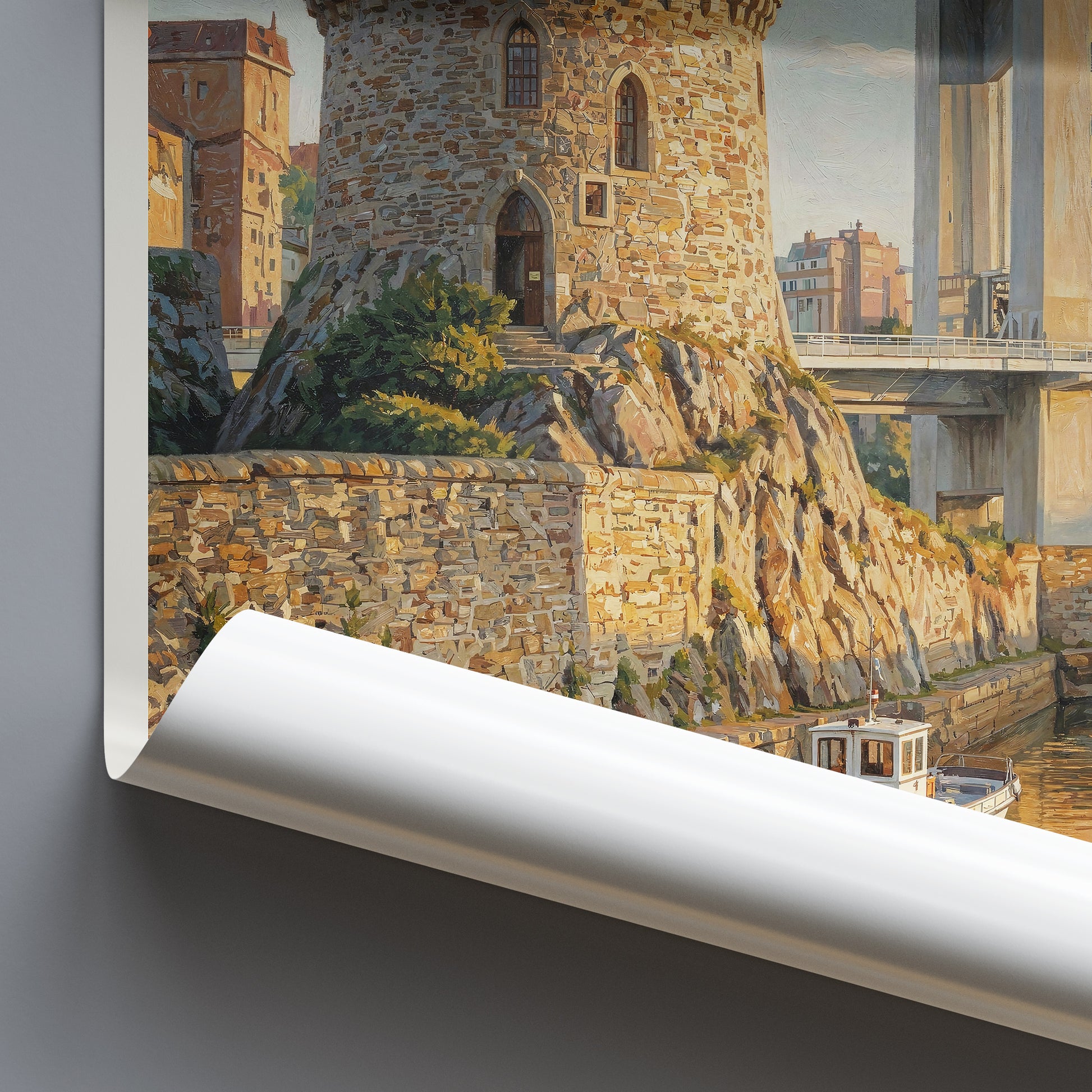 Brest Brittany Travel Poster: Tour Tanguy and Pont de Recouvrance Art Print