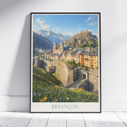 Briançon French Alps Travel Poster: Cité Vauban and Collégiale Notre-Dame Art Print