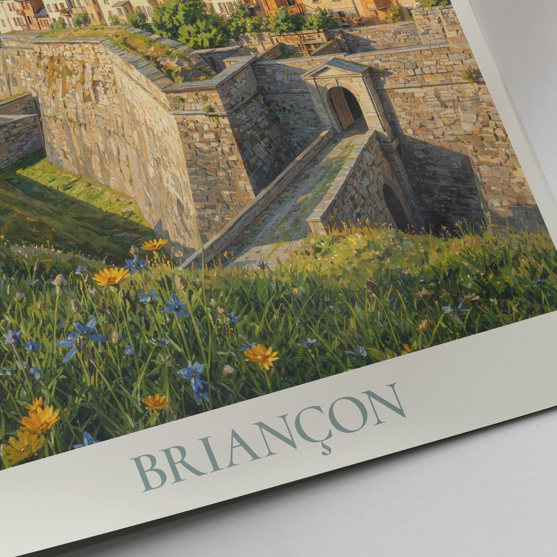 Briançon French Alps Travel Poster: Cité Vauban and Collégiale Notre-Dame Art Print