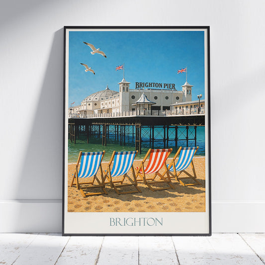 Brighton Pier Travel Poster | Iconic UK Seaside Print | Vintage Beach Art Decor | England Vacation Gift