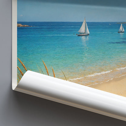 Bryher Travel Poster, Isles of Scilly Beach Art | Serene Coastal Wall Decor | Sailboat Print & Home Gift