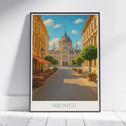 Budapest Travel Poster, Hungarian Parliament Building Art Print | Hungary Cityscape Wall Decor | European Home Gift
