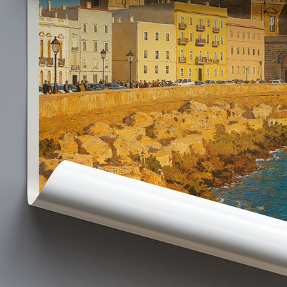 Cadiz Travel Poster ~ Cadiz Cathedral Golden Dome Print | Spain Wall Art Decor