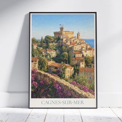 Cagnes-sur-Mer French Riviera Travel Poster: Château Grimaldi and Haut-de-Cagnes Art Print