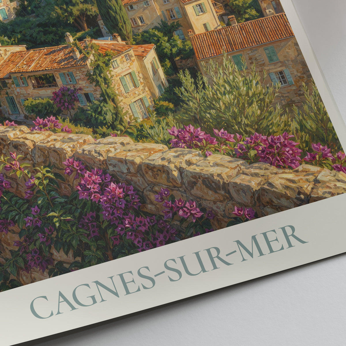 Cagnes-sur-Mer French Riviera Travel Poster: Château Grimaldi and Haut-de-Cagnes Art Print