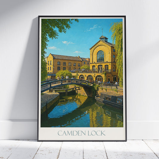 Camden Lock Travel Poster, London Regent's Canal Art Print | Serene UK Wall Decor | British Cityscape Gift