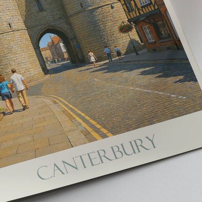 Canterbury Travel Poster | Westgate Towers England Art Print | Historic UK Landmark Decor | Cityscape Wall Art