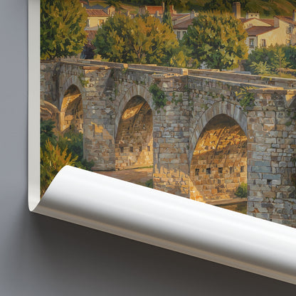 Carcassonne Occitanie Travel Poster: Cité de Carcassonne & Pont Vieux Painted Art Print