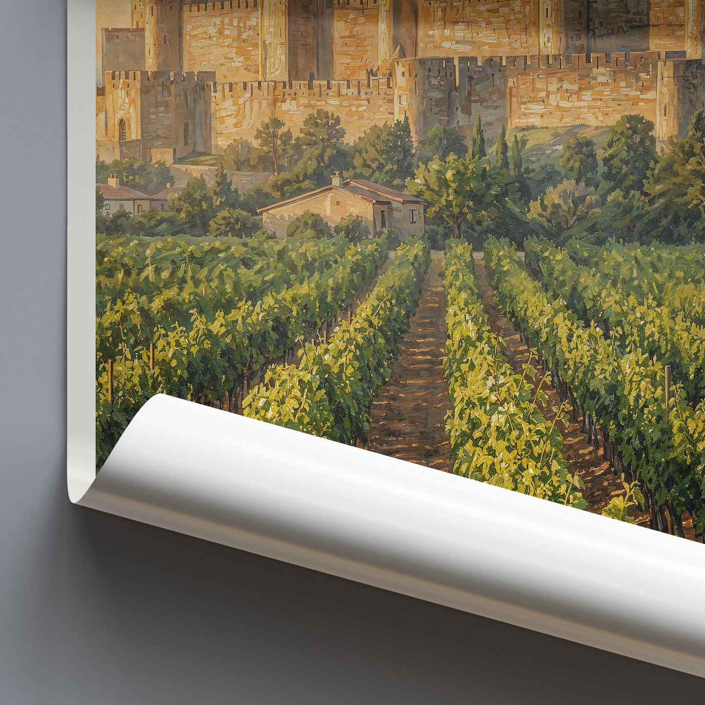 Carcassonne France Travel Poster: Cité de Carcassonne and Vineyards Art Print