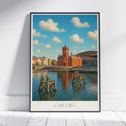 Cardiff Travel Poster, Pierhead Building Art Print | Wales Cityscape Wall Art | Modern Home Decor