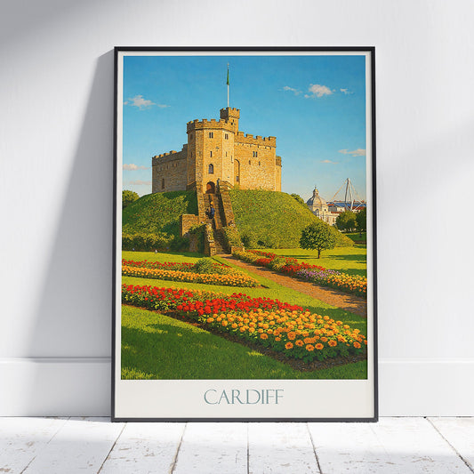 Cardiff Castle Travel Poster | Majestic Welsh Art Print | Historic UK Wall Decor Gift