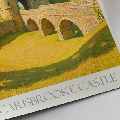 Carisbrooke Castle Travel Poster, Isle of Wight England | Medieval Castle Art Print | UK Historic Landmark Decor