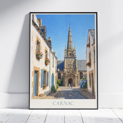 Carnac Brittany Travel Poster: Église Saint-Cornély Painted Art Print