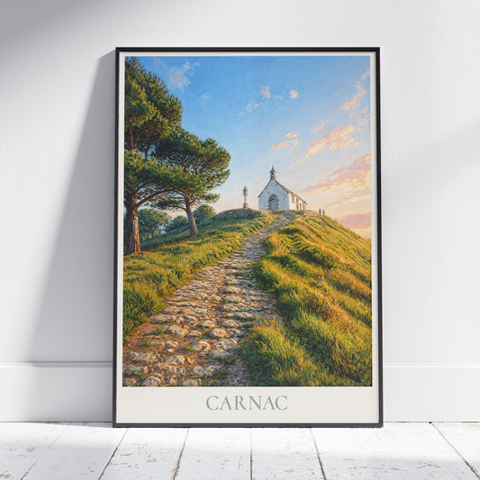 Carnac Brittany Travel Poster: Chapelle Saint-Michel Art Print.