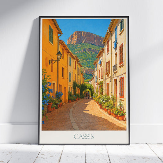 Cassis Travel Poster, Charming French Street View | Provence Art Print & Home Decor | Mediterranean Village Gift
